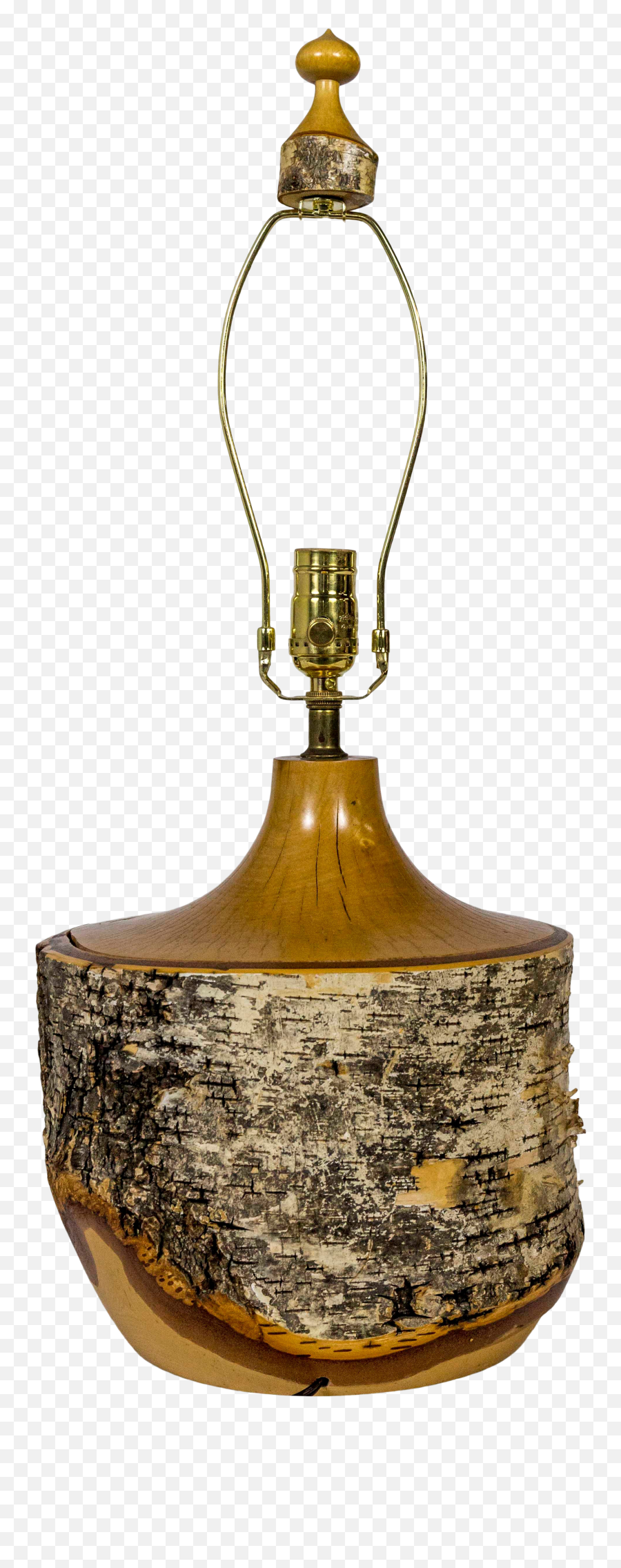 Mid - Century Solid Birch Tree Bark Table Lamp With Finial Ceiling Fixture Png,Tree Bark Png