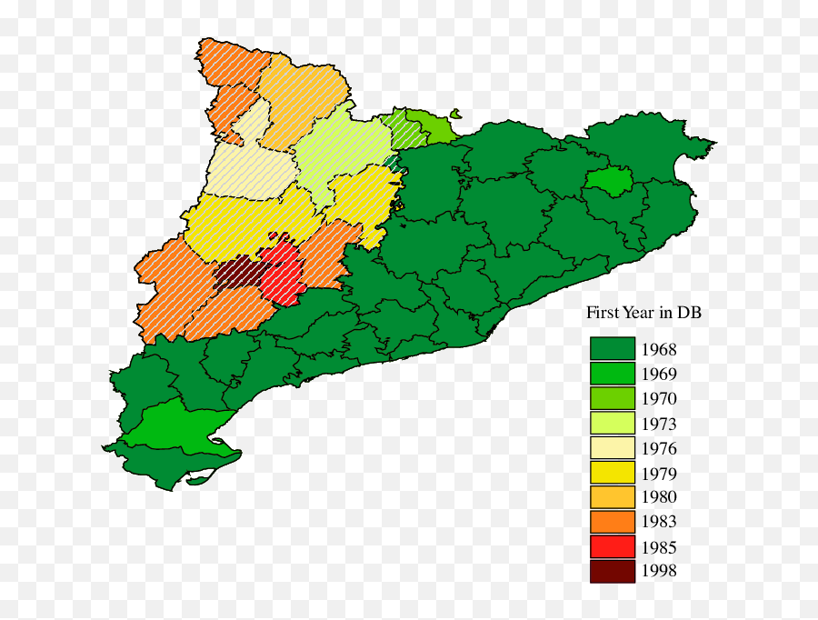Map Of Catalonia And Start Year The Fire Database For - Fire In Catalonia Map Png,Green Fire Png