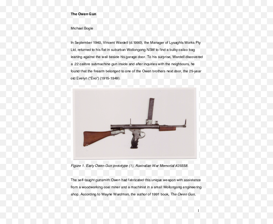 Pdf The Development Of Australian - Designed Owen Assault Rifle Png,Tommy Gun Png