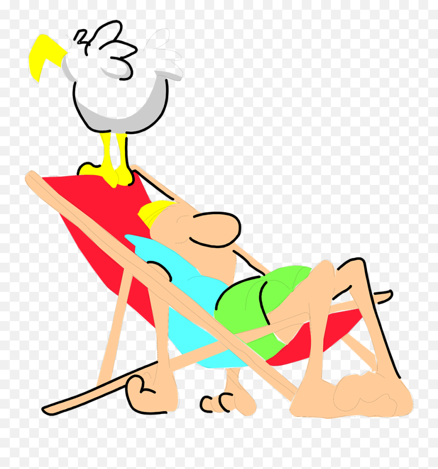 Lounging - Cartoon Sleeping On The Beach,Beach Clipart Png