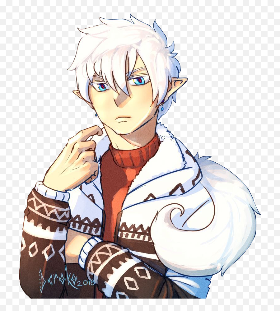 Rin Rinokumura Okumura Anime Demon White Whitehair Blue Png