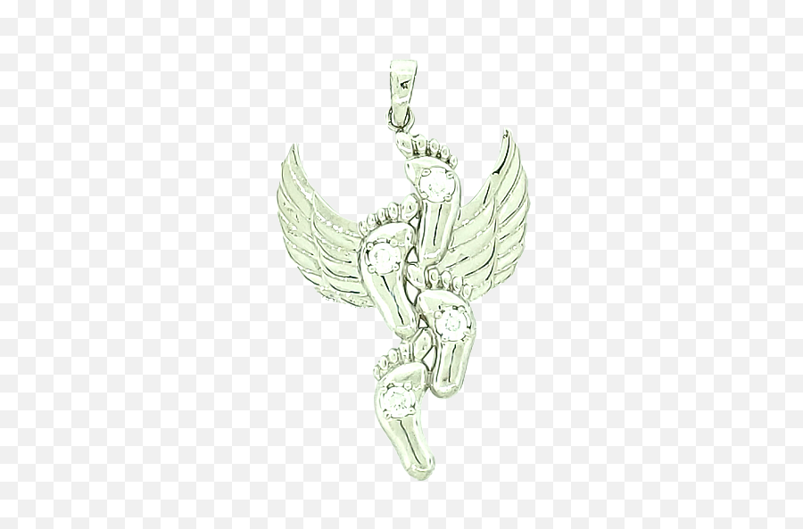 Angel Wings Pendant Micro Pave 925 Sterling Silver Rhodium Plating With Cubic Zirconia - Pendant Png,Angel Wings Logo
