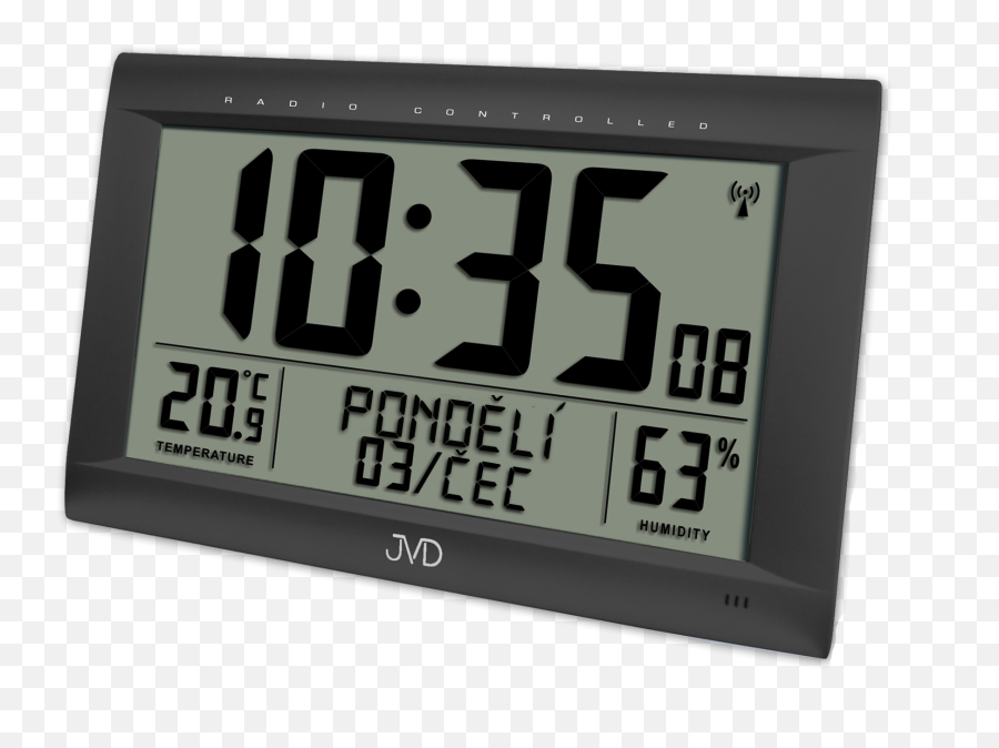 Radio - Controlled Digital Clock With An Alarm Clock Jvd Black Jvd Digital Wall Clocks Png,Digital Clock Png