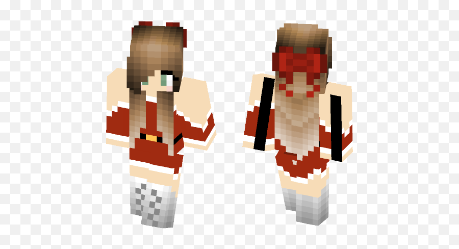 Christmas Girl With Bow Minecraft Skin - Minecraft Skin Girl Unicorn Png,Minecraft Bow Png