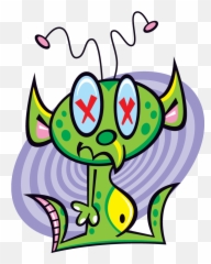 Cartoon Illustration Of Green Martian With Elf Ears - Dot Png,Elf Ear Png