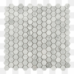 White Carrara 1 Inch Hexagon Marble Mosaic - Gramar Stone Fencing png
