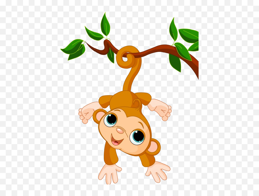Monkey Cartoon Tree Png Clipart - Baby Monkey Clip Art,Cartoon Tree Transparent Background