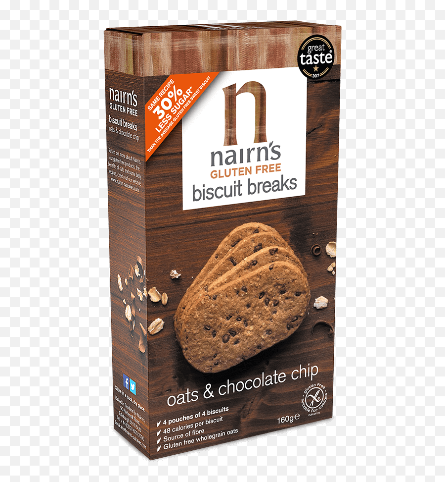 Oats U0026 Chocolate Chip Biscuit Breaks Nairns Oatcakes - Nairns Chocolate Oat Biscuits Png,Biscuit Transparent