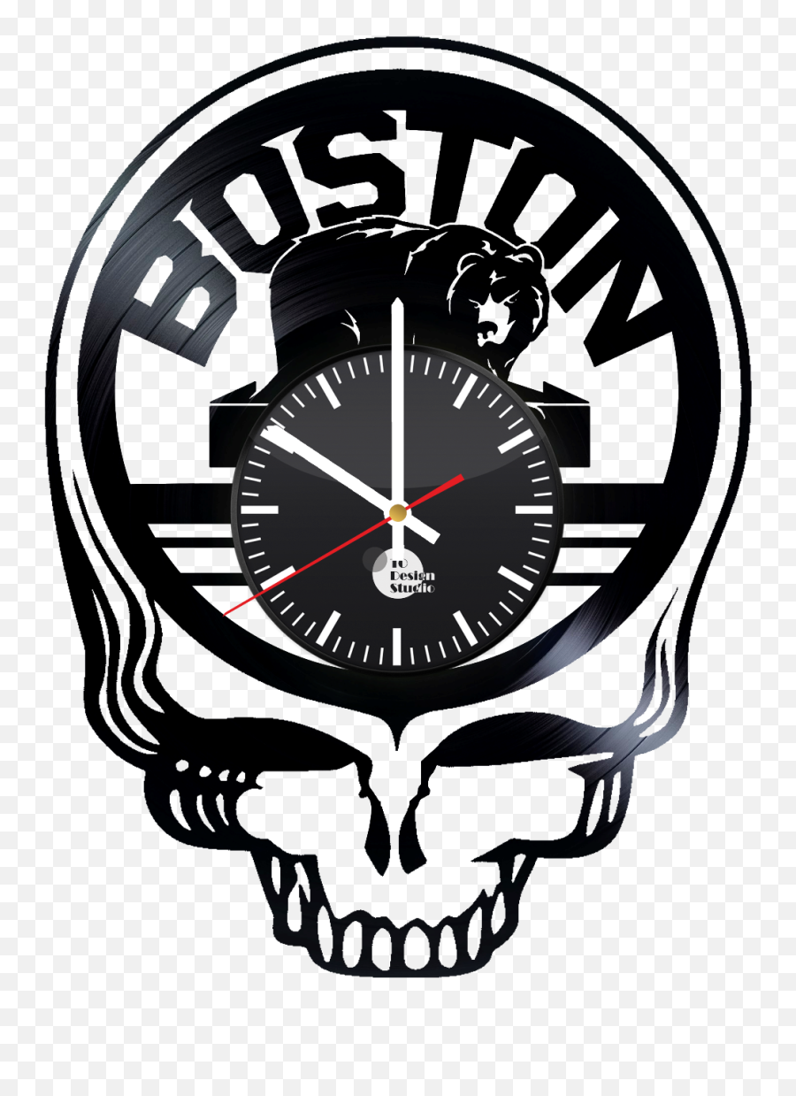 Boston Bruins Symbol Handmade Vinyl Record Wall Clock Fan Gift - Grateful Dead Steal Your Face Outline Png,Boston Bruins Logo Png