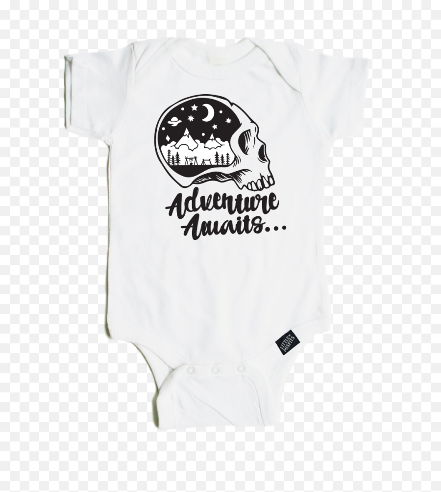 Download Hd Adventure Awaits Skull Baby Or Infant Tattoo - Cartoon Png,Tattoo Sleeve Png