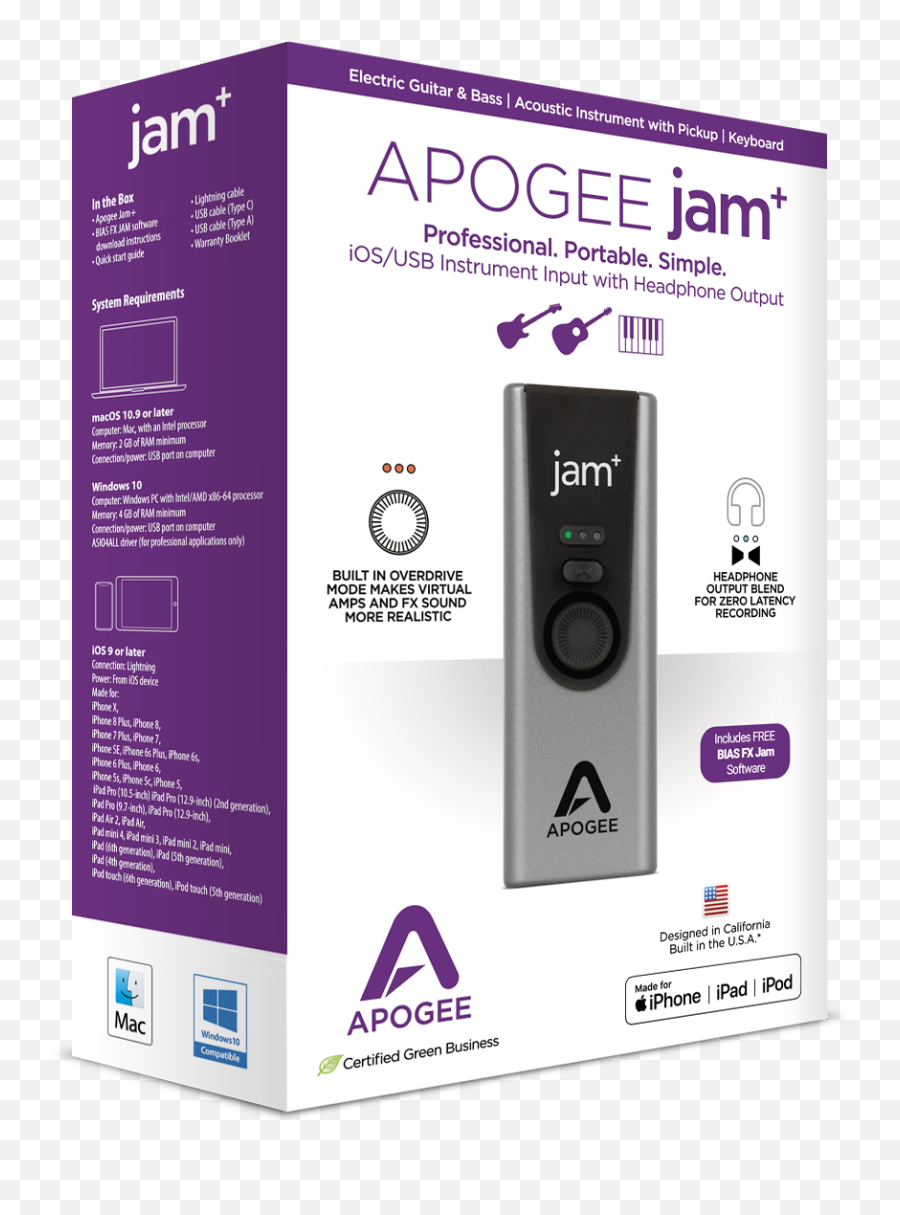 Jam - Guitar Interface For Ipad U0026 Mac Apogee Electronics Apogee Mic Plus Box Png,Iphone Keyboard Png