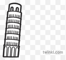 Leaning Tower Of Pisa Map Icon Landmark - Clipart Black And White png