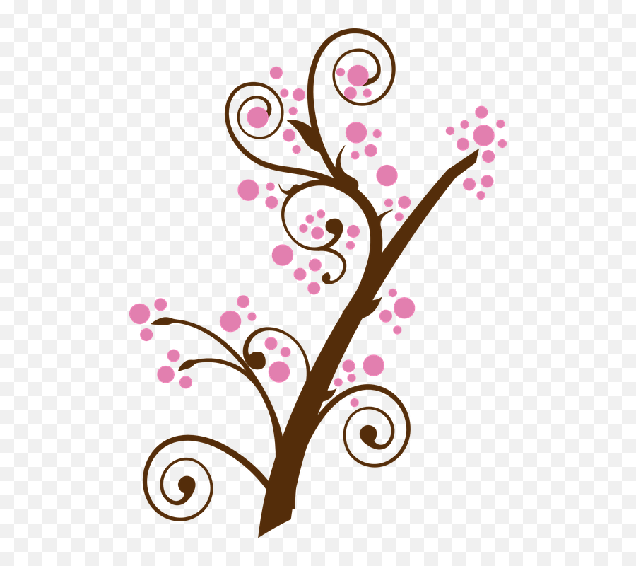 Plum Blossom Tree Clip Art - Vector Clip Art Ranting Pohon Bunga Png,Cherry Blossom Branch Png