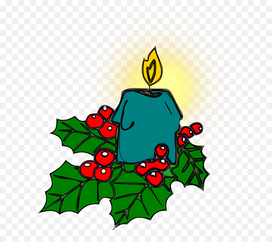 Holly Christmas Candle - Free Vector Graphic On Pixabay Candela Vischio Natale Disegni Colorati Png,Christmas Candle Png