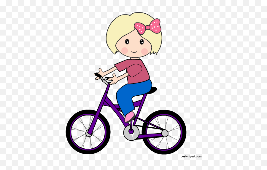 Download Girl Riding A Purple Bicycle Clip Art - Bike Ride Kid Riding Bike Clipart Png,Bike Rider Png