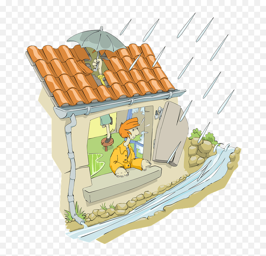 Leaky House Clipart - Animated Rain On The Roof Png,House Clipart Png -  free transparent png images 