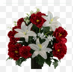 White Lily Red Peony Carnation - Red Carnation And Lily Png,White Lily Png