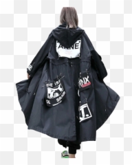 Us 470 47 Offautumn Spring Female Oversized Hooded Trench Coat Women New Letter Pattern Patch Designs Pins Punk Rock Casual Style Lt830s60trench - Girl Png,Trench Coat Png
