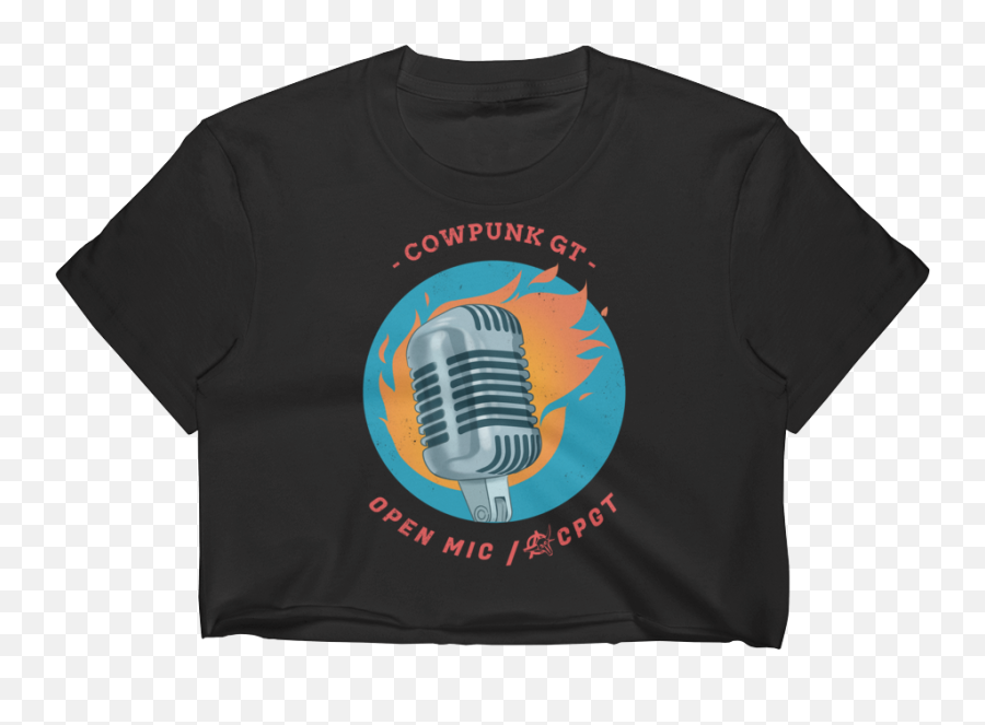 Download Hd Cowpunk Open Mic Womenu0027s Crop Top In White Or - Emblem Png,Open Mic Png