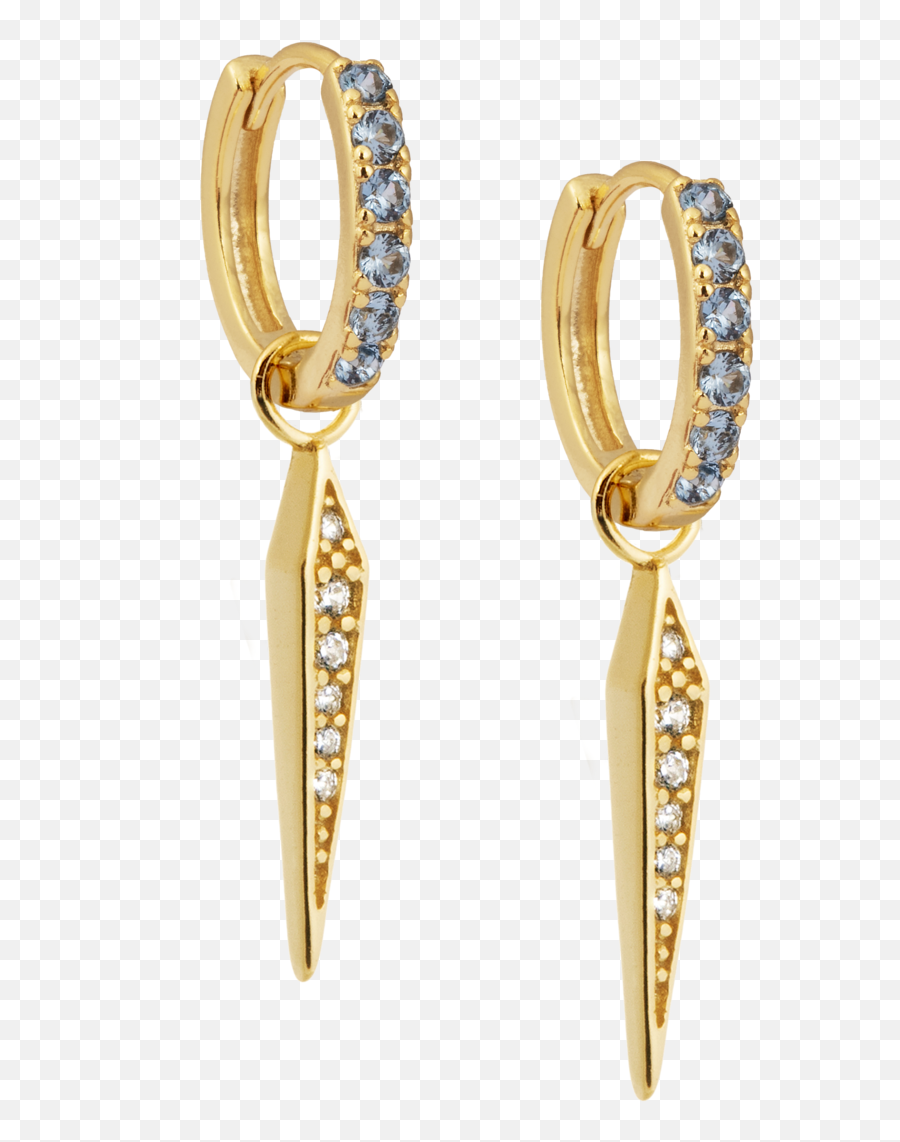 Aquamarine Midi Hoops With Charms U2014 Atelier18 - Earrings Png,Spike Png