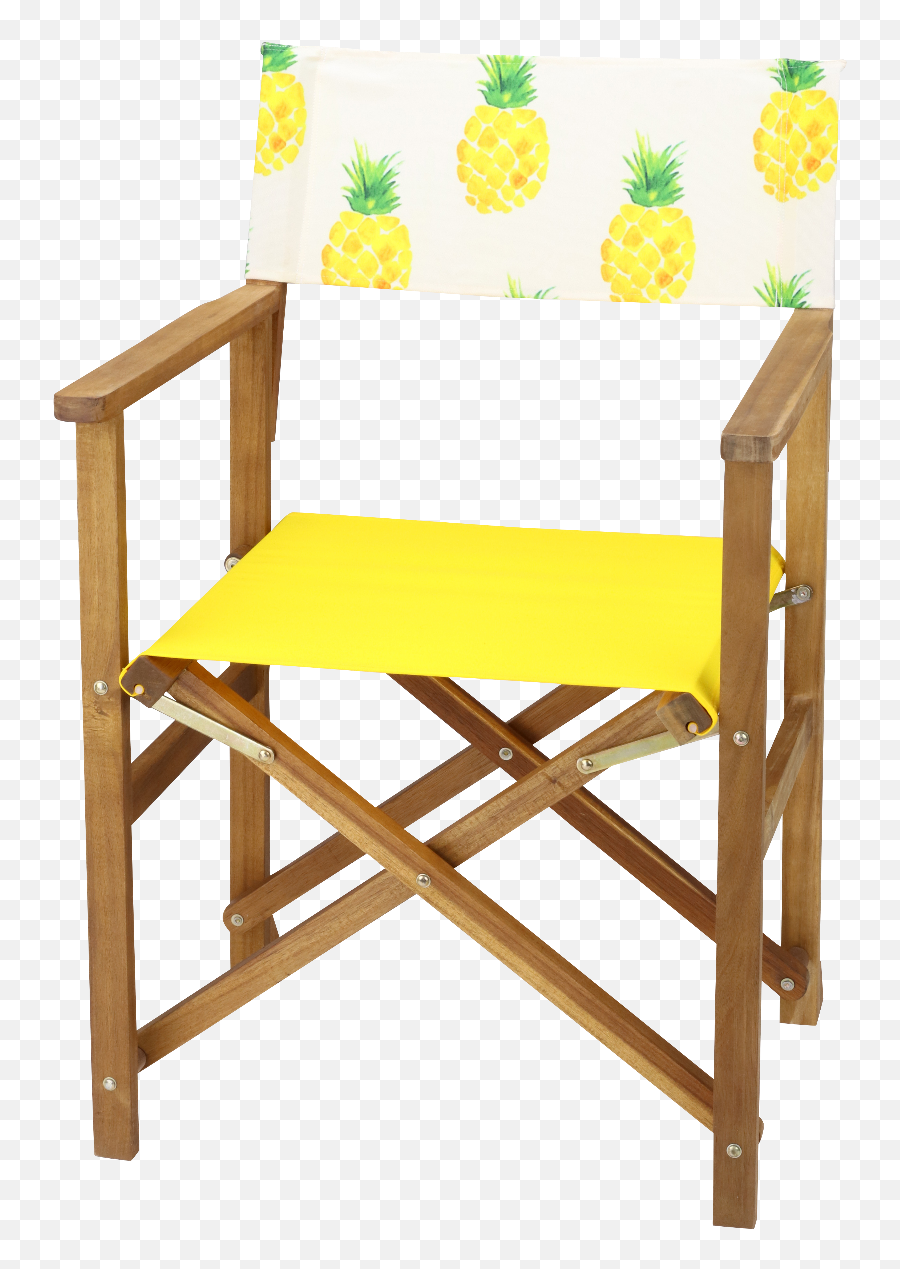 Details About Acacia Hardwood Director Chair Set With Pineapple Print And Folding Side Table - Wooden Directors Chairs Australia Png,Director Chair Png