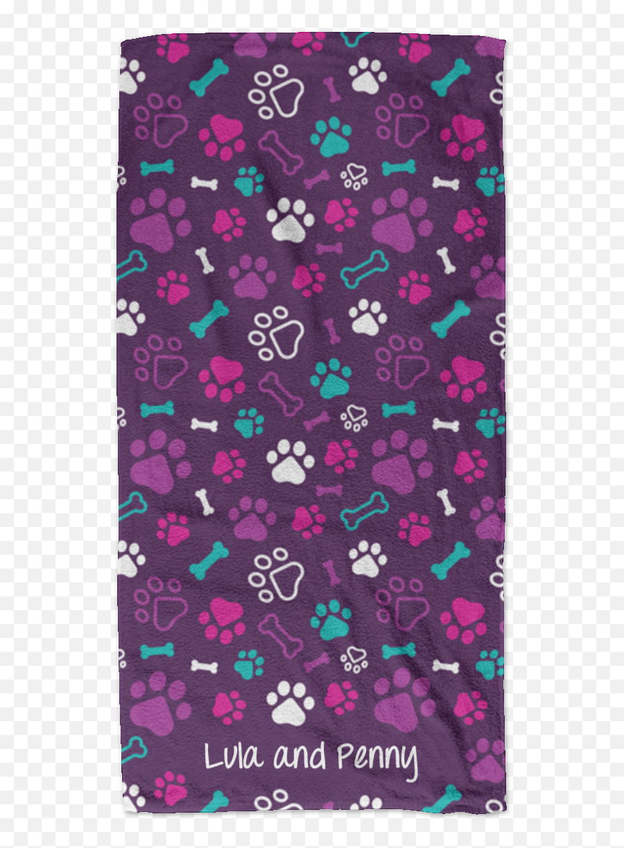 Bone Paw Purple Personalized Beach Towel - Iphone Png,Beach Towel Png