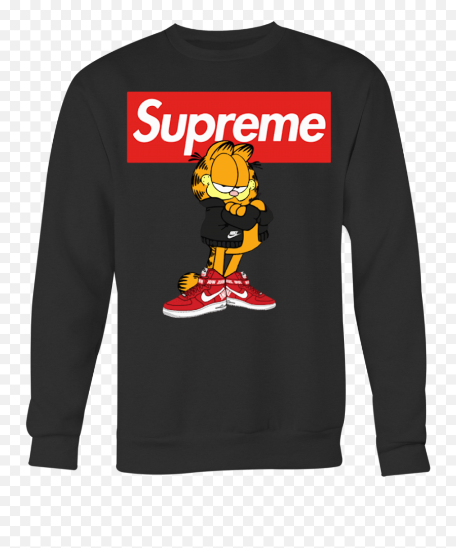 Download Garfield Supreme And Nike Logo Stay Stylish T - Shirt Stylish T Shirt Png Hd,Gray Shirt Png