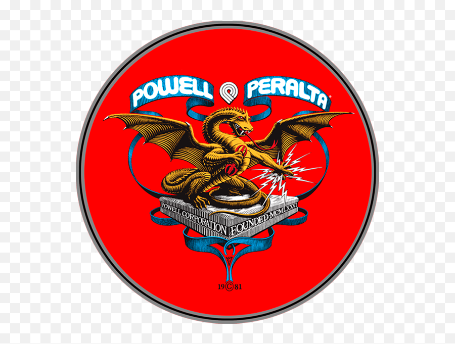 Powell Peralta Dragon Banner 4 Circle Sticker - Vintage Powell Peralta Sweatshirt Png,Mutants And Masterminds Logo