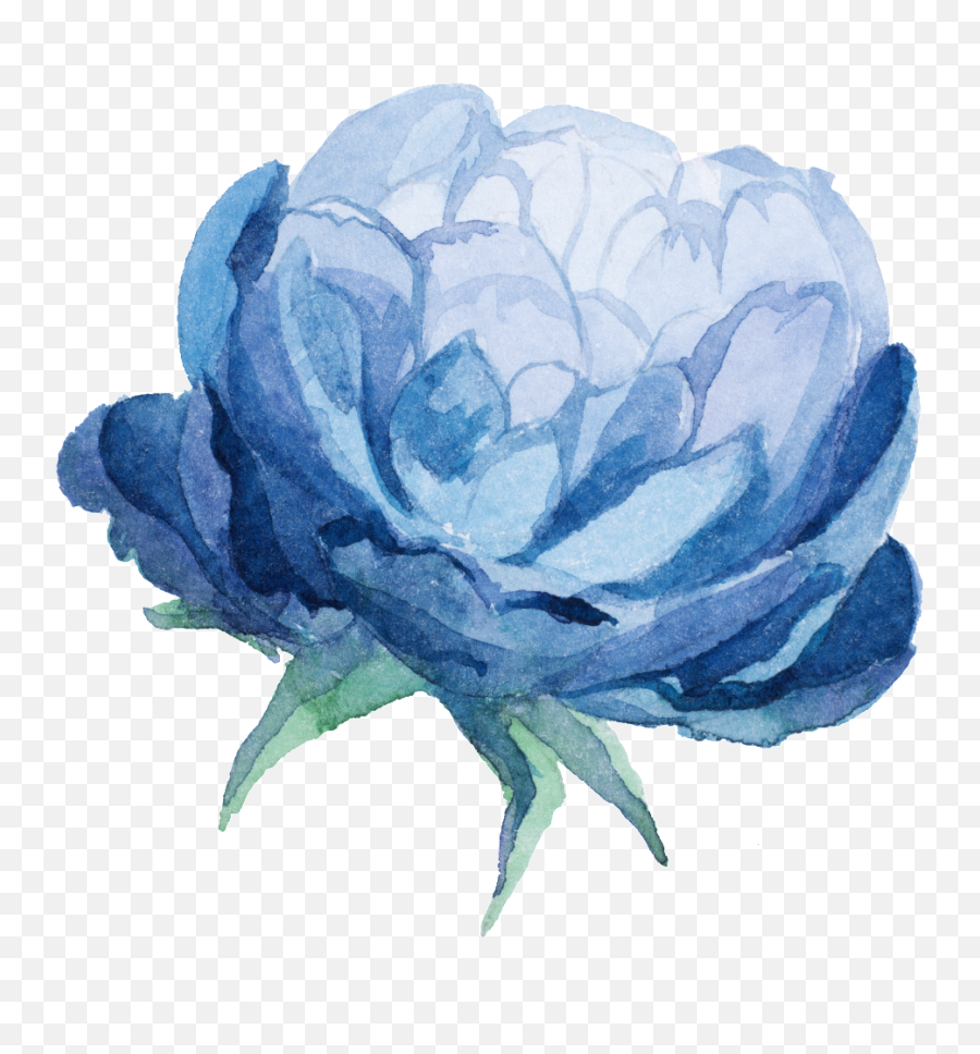 Download Watercolor Blue Flower Png - Blue Watercolour Flower Png,Blue Flowers Png