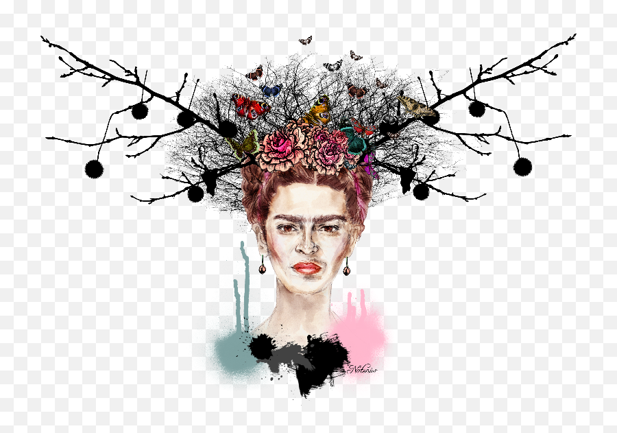 Little Deer Frida Kahlo - Frida Kahlo Flowers Butterflies Png,Frida Kahlo Png