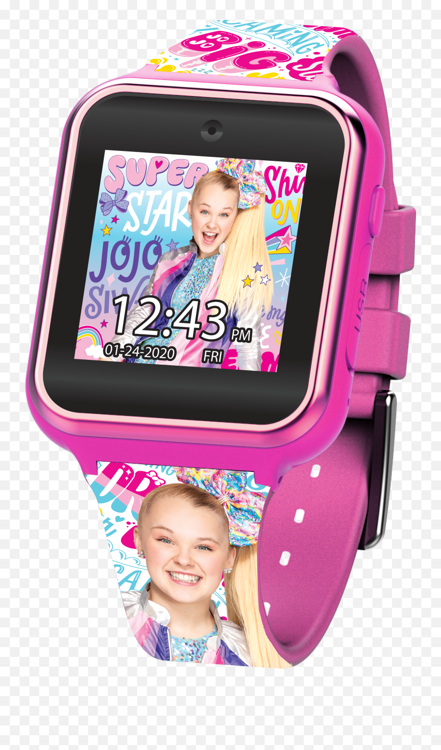 Buy Jojo Siwa Kids' Analog Watch with Silver-Tone Case, Pink Leather Strap,  Easy to Buckle - Kids' Watch with JoJo Siwa on the Dial, Safe for Children  - Model: JOJ5003 Online at