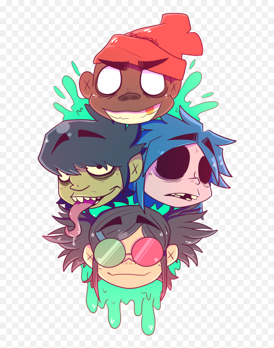 Download Hd Drawing Lighthouse Windmill Gorillaz - Fondos De Dibujos De Los Gorillaz Png,Gorillaz Transparent