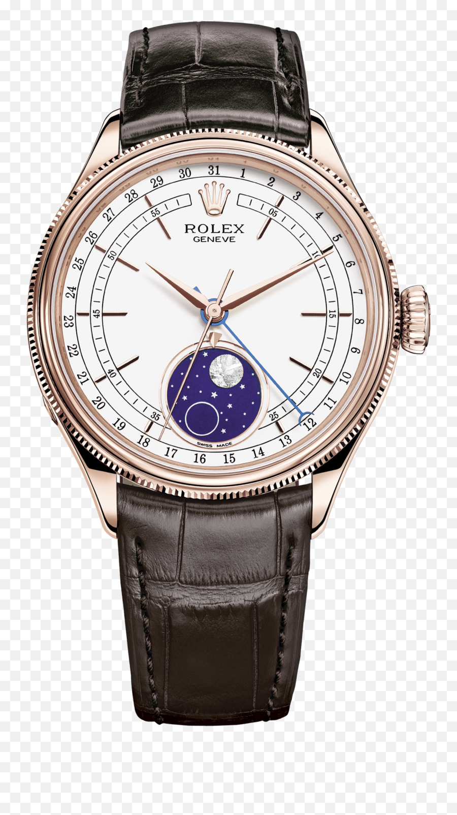 Rolex Cellini Moonphase Watch 18 Ct Everose Gold - M505350002 Rolex Cellini Png,Moon Phase Png