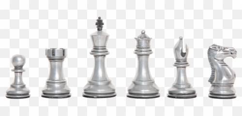 Staunton Themed Chess Pieces - Metal Png