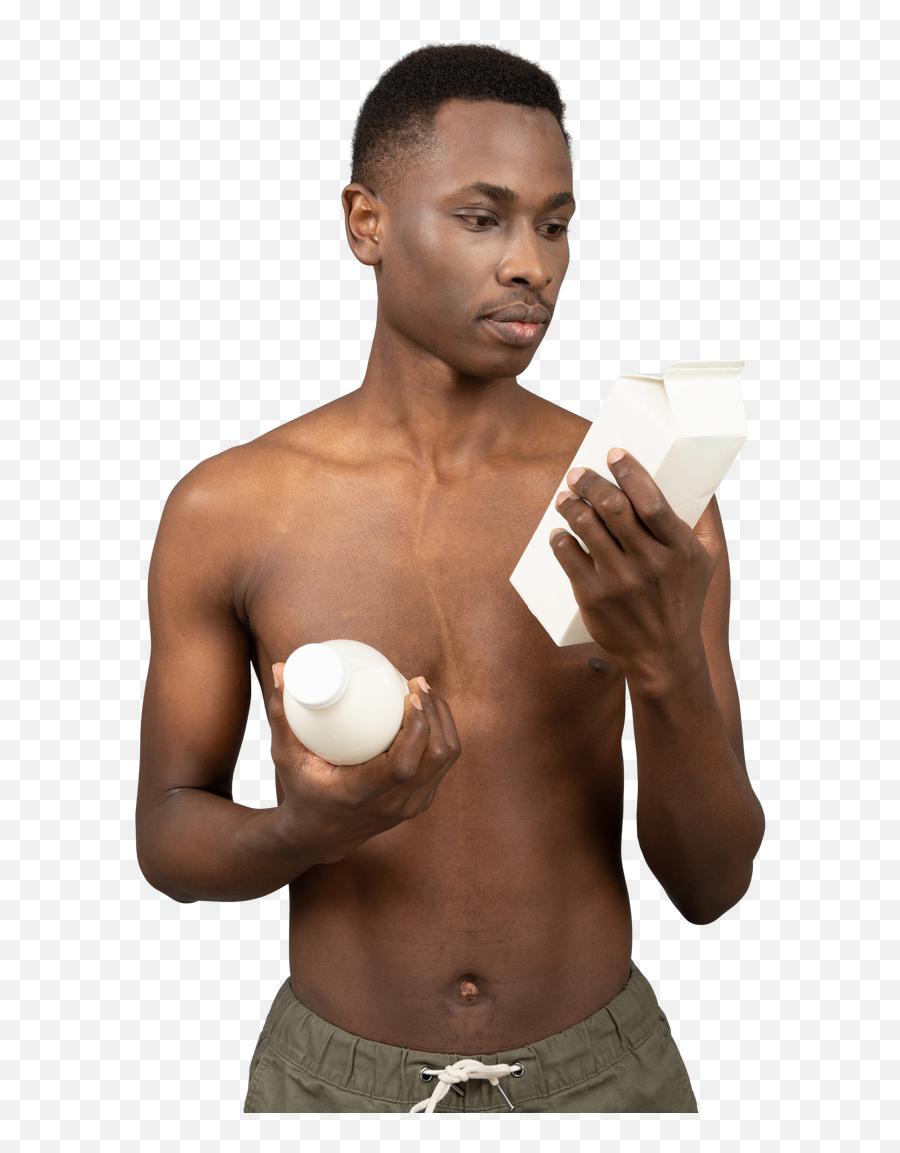 A Shirtless Young Man Holding Milk Photo Png Etika Icon