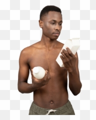 A Shirtless Young Man Holding Milk Photo Png