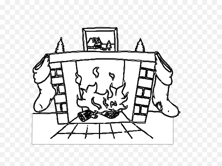 Download Hd White Dove Clipart Fire Png - Fireplace Coloring Fireplace Clipart Black And White,Black Fire Png