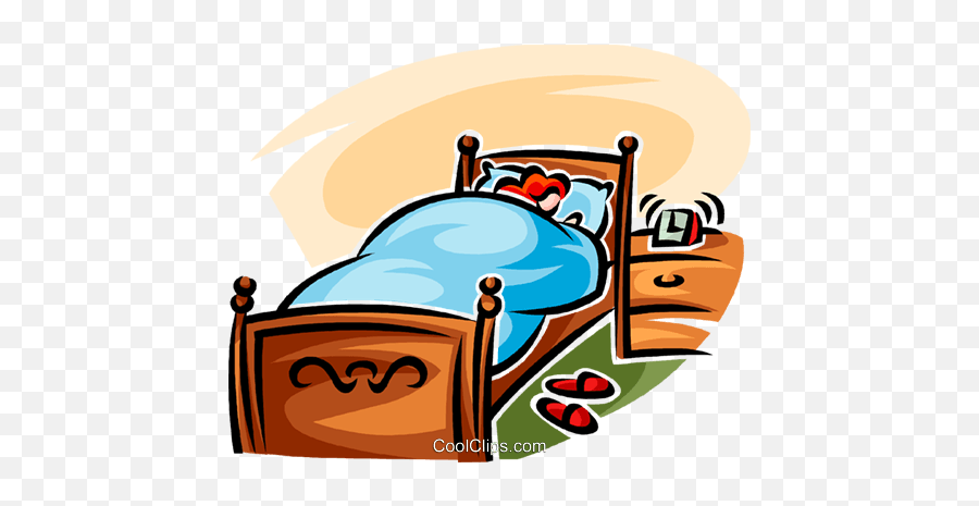 Woman Sleeping In A Bed Royalty Free Vector Clip Art - Person Sleeping On Bed Png,Bed Clipart Png