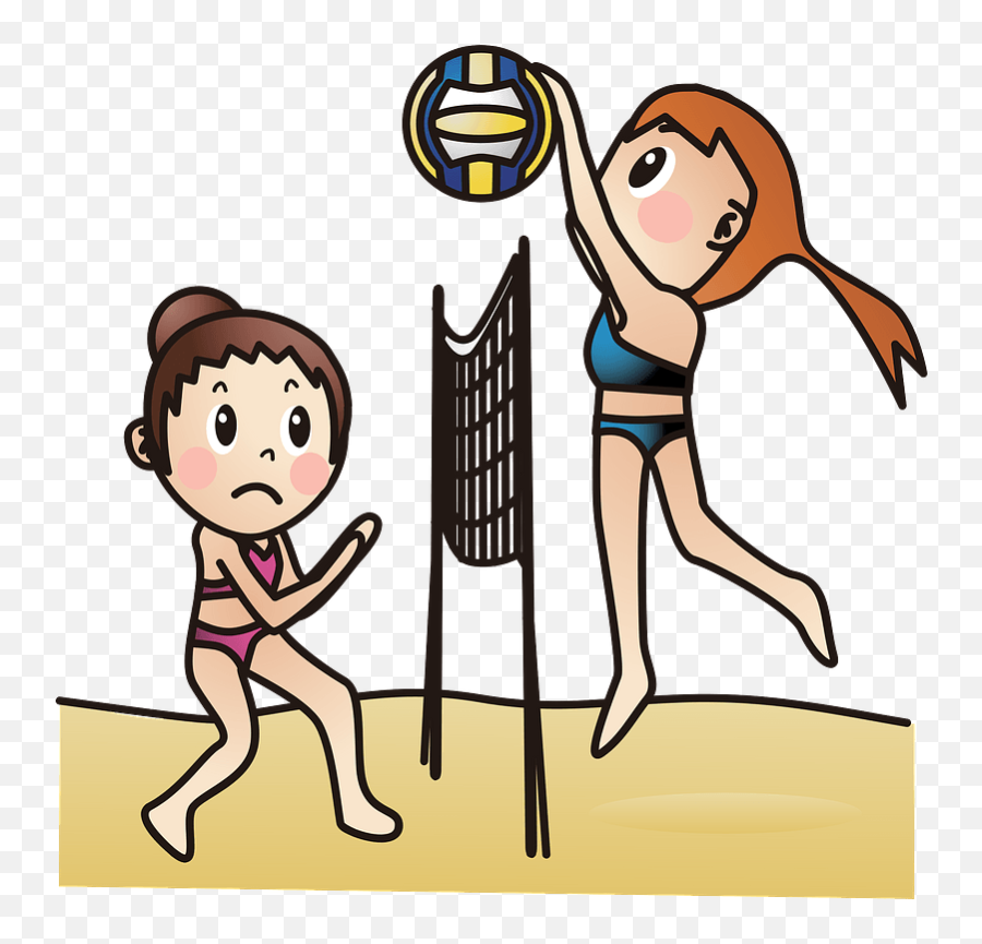Beach Volleyball Clipart Free Download Creazilla - Playing Beach Volleyball Clipart Png,Volleyball Clipart Png