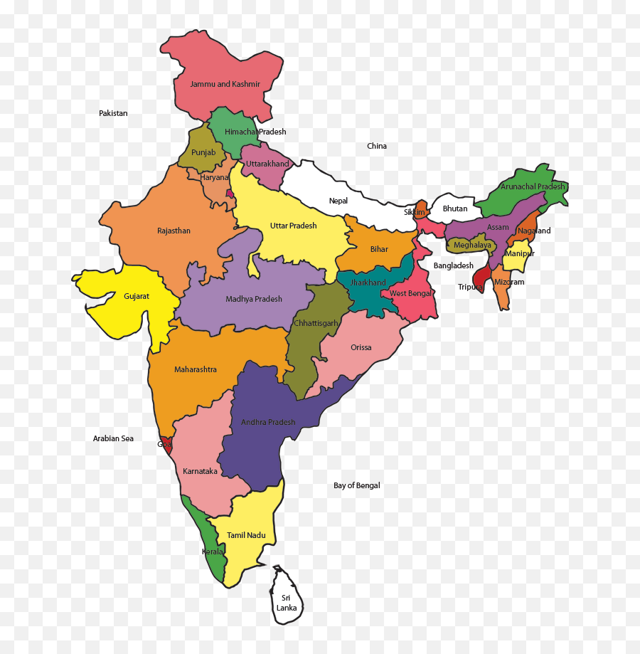 India Map Png Pic - Only States Of India,India Map Png