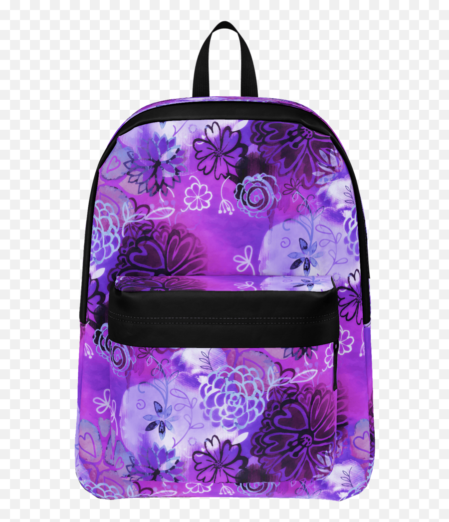 Grunge Urban Purple Flowers Backpack - Purple Backpack Transparent Background Png,Purple Watercolor Png