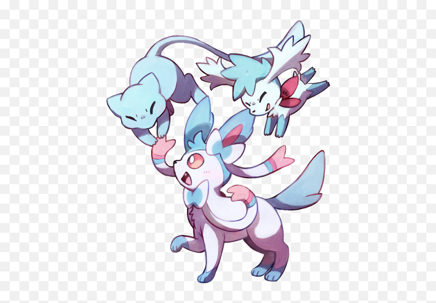 Shiny Mew Sylveon And Blue Shaymin - Shiny Sylveon Shiny Sylveon And Shiny Mew Png,Mew Png