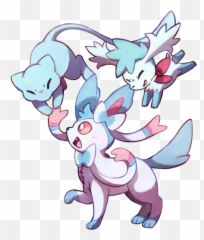 Shiny Mew Sylveon And Blue Shaymin - Shiny Sylveon Shiny Sylveon And Shiny Mew Png,Mew Png