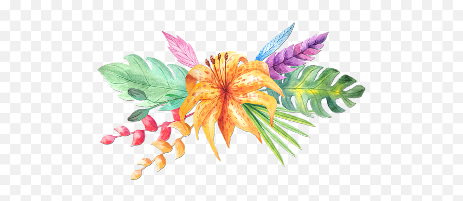 Download Tropical Watercolor Png - Tropical Flower,Tropical Flowers Png