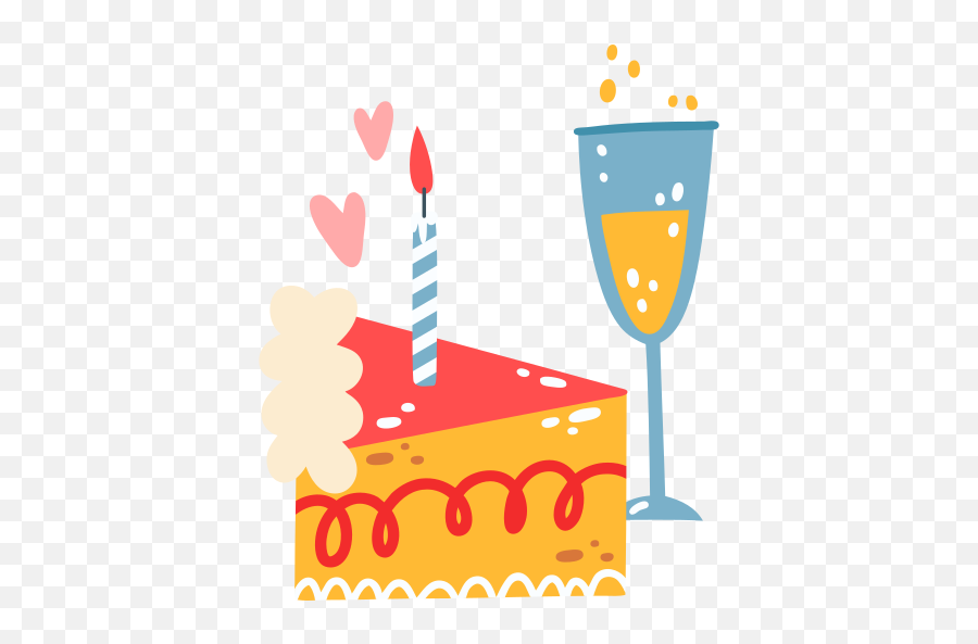 Birthday Cake Stickers - Free Food And Restaurant Stickers Wine Glass Png,Birthday Cake Icon Vector