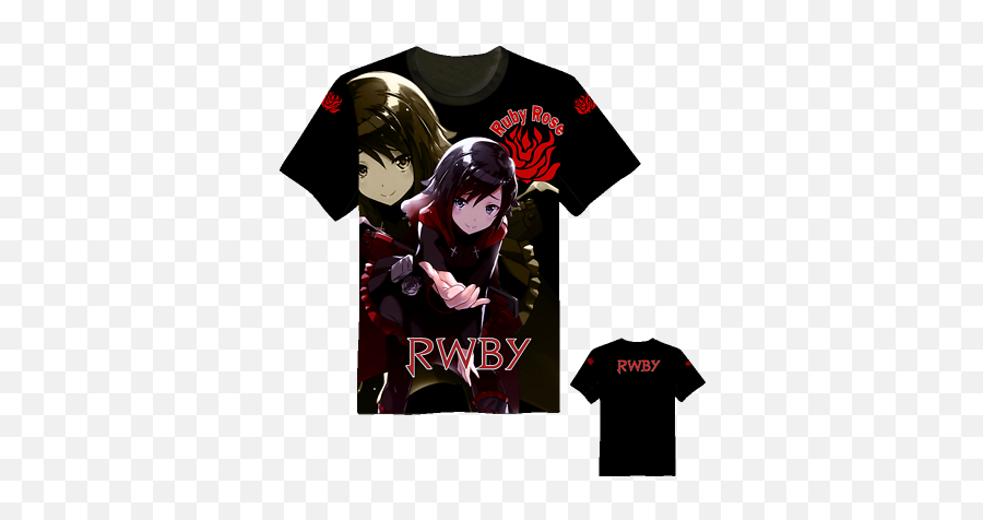 Anime Rwby Ruby Rose Casual Short Sleeve T - Shirt Unisex Tops Png,Rwby Blake Icon
