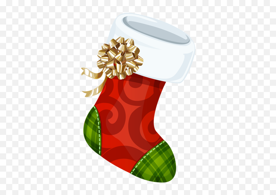 Christmas Stocking With Gold Bow Png - Christmas Day,Christmas Stockings Png