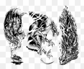 Tattoo With Transparent Background Img8 Black And White - Sleeve Tattoo Art png