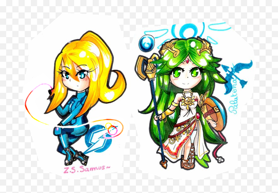 Download Chibi Palutena Et Samus - Zero Suit Samus Palutena Png,Zero Suit Samus Png