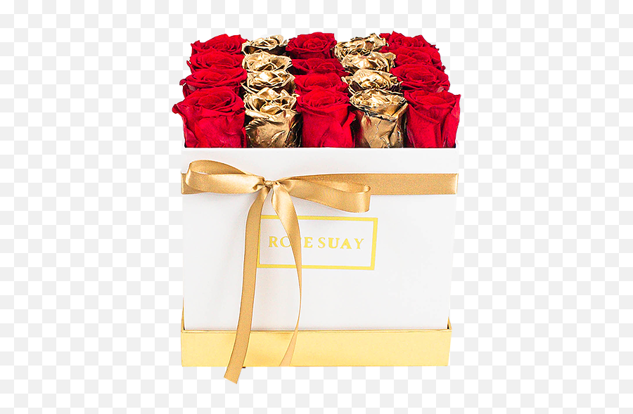 Red - 24k Gold Eternity Roses Midi White Square Box Rosesuay Gift Wrapping Png,Square Box Png